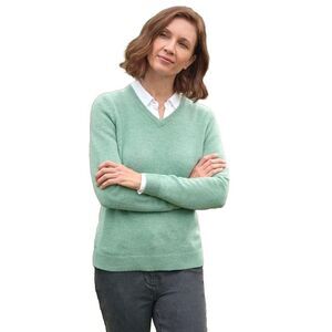 WoolOvers Womens/Ladies Classic Lambswool V Neck Sweater / Mineral Green